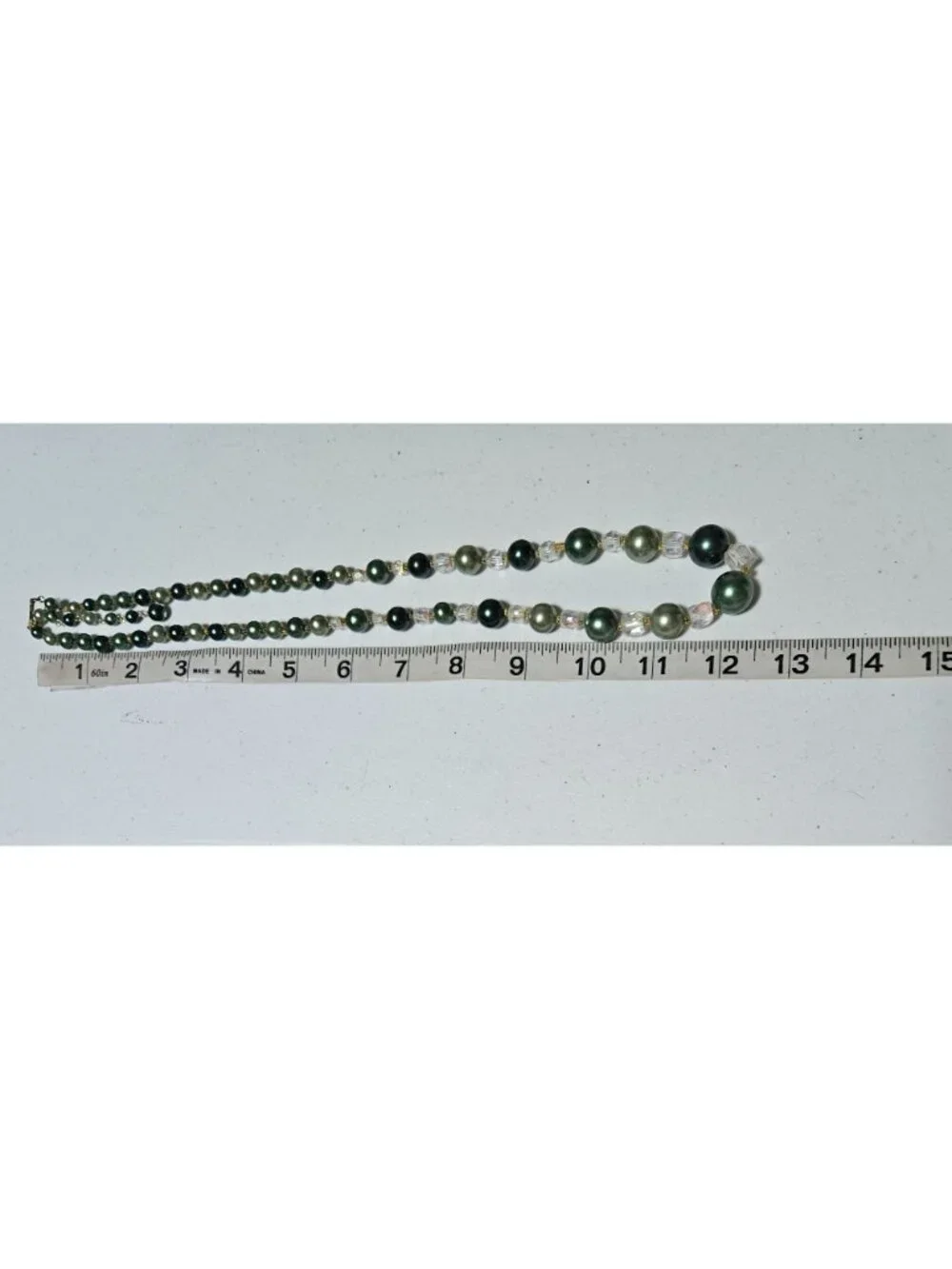 Vintage Green Clear Beaded Necklace Boho Chic Classic Fashion Jewelry Women